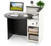 Costway Reception Desk Front Counter Desk W/ Lockable Drawer & Shelf-Black