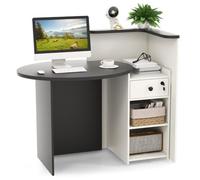 Costway Reception Desk with Lockable Drawer & Adjustable Shelf for Office in Black COSTWAY Black