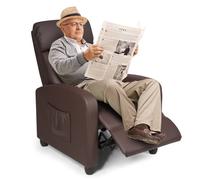 Costway Recliner Armchair W/ Reclining Function Upholstered Padded Single Sofa in Brown COSTWAY Brown