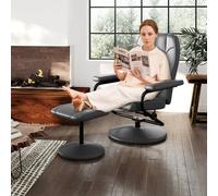 Costway Reclining Chair 360°Swivel Recliner with Adjustable Backrest-Grey in Grey COSTWAY Grey