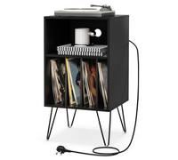 Costway Record Player Stand 3-Tier Turntable Stand Charging Station Black