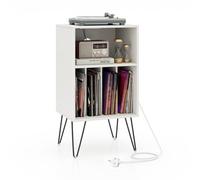 Costway Record Player Stand 3-Tier Turntable Stand Charging Station Vinyl Record Storage White