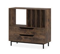 Costway Record Player Stand Mid Century Turntable Stand w/ Open Compartment in Brown COSTWAY Brown