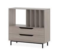 Costway Record Player Stand Mid Century Turntable Stand with Open Compartment in Grey COSTWAY Grey