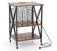 Costway Record Player Stand Side Table With Charging Station
