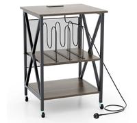 Costway Record Player Stand Side Table With Charging Station