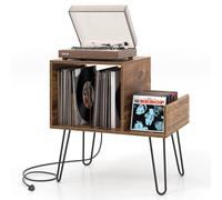 Costway Record Player Stand Turntable Stand Mid-century Modern End Table in Brown COSTWAY Brown