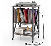 Costway Record Player Stand Turntable Stand Vinyl Storage Cabinet Grey COSTWAY Grey