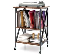Costway Record Player Stand Turntable Stand w/ Divider in Brown COSTWAY Brown