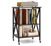 Costway Record Player Stand Turntable Stand w/ Divider in Grey COSTWAY Grey