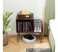 Costway Record Player Stand with Power Outlet & Removable Dividers in Brown COSTWAY Brown