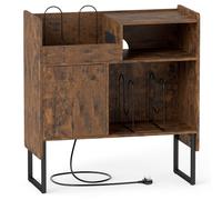 Costway Record Player Stand with Power Outlets Large Turntable Stand in Brown COSTWAY Brown