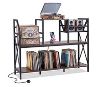 Costway Record Player Stand With Vinyl Storage Turntable Stand With Power Outlets