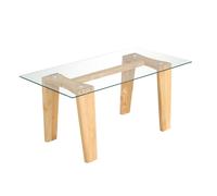 Costway Rectangle Coffee Table Modern Tempered Glass Top Accent Table Sofa Center Table in Natural COSTWAY Natural