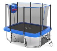 Costway Rectangle Outdoor Trampoline 10 X 8Ft Backyard Trampoline-Blue