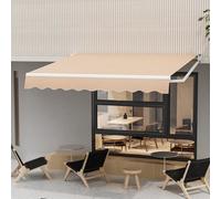 Costway Retractable Awning Aluminum Patio Sun Shade W/ Crank Handle-Beige