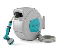 COSTWAY Retractable Hose Reel 20+2M, 10 in 1 Nozzle Wall Mounted Garden Hose with 180° Swivel Bracket & Hose Locking Mechanism, Auto Rewind Hose Pipe Reel, Includes Wall Fixings