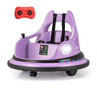 Costway Ride On Bumper Car 12V Battery Powered Bumper Car in Purple COSTWAY Purple