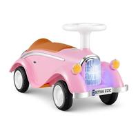 COSTWAY Ride on Car, Toddler Foot to Floor Sliding Car with Steering Wheel, Horn, LED Headlight, Under Seat Storage, Retro Kids Ride on Toy for 19-36 Months (Pink)