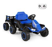 Costway Ride On Electric Tractor With Detachable Trailer-Blue
