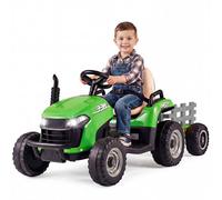Costway Ride On Electric Tractor With Tiltable And Detachable Trailer-Green