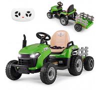 Costway Ride on Electric Tractor with Tiltable Detachable Trailer in Green COSTWAY Green