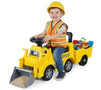 Costway Ride on Excavator Kids Digger Ride on Push Car w/ Shovel & Trailer in Yellow COSTWAY Yellow