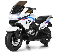 Costway Ride on Motorcycle 12V Electric Battery Powered Motorbike with Training Wheels in White COSTWAY White
