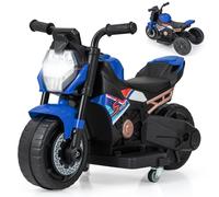 Costway Ride-on Motorcycle Toddlers 6V Electric Toy Bike w/Training Wheels in Blue COSTWAY Blue