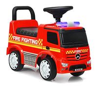 COSTWAY Ride On Push Car, Licensed Toddler Walker with Steering Wheel, Horn, Headlights, Under Seat Storage, Foot to Floor Slider Riding Toy for Boys Girls (Fire Engine)