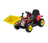 Costway Ride on Toy Excavator 12V Electric Battery Powered Loader Digger LED Light in Red COSTWAY Red