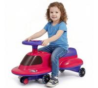 Costway Ride On Toy Wiggle Car Twist & Go Swing Car With Led Flashing Wheels Under-Seat Storage-Pink