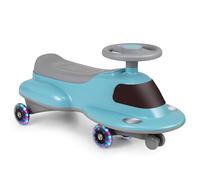 COSTWAY Ride on Wiggle Car, Sit On Swivel Scooter with Light up Wheels, Under-seat Storage, Children Balance Toy Cars for Indoor Outdoor (Blue+Grey, 75 x 30 x 35cm)