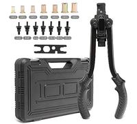 COSTWAY Rivet Gun, 13" Professional Rivet Nut Tool with M3 M4 M5 M6 M8 M10 M12 Metric 7 Mandrels, 70pcs Rivnuts & Carrying Case, Heavy Duty Labor Saving Hand Riveter Pliers Set