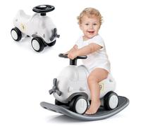 COSTWAY Rocking Horse, 3 in 1 Kids Ride on with Detachable Balance Board, Smooth Wheels, Toddler Rocking Toy for 18-72 Months (Plane)
