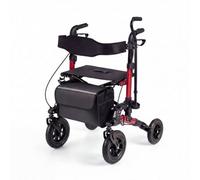 Costway Rollator Walker For Seniors Folding Rolling Walker Seat Mesh Backrest Spring Suspension Red