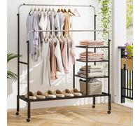 Costway Rolling Clothes Drying Rack Adjustable Double Rods Garment Rack