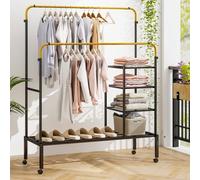 Costway Rolling Clothes Drying Rack Adjustable Double Rods Garment Rack