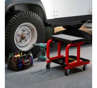 Costway Rolling Creeper Seat Padded Mechanic Stool with Drawer COSTWAY Multicolor