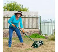 Costway Rolling Garden Lawn Aerator Roller Rotary Push Tine Spike Soil Lawn Aerator Tool