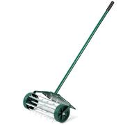 Costway Rolling Garden Lawn Aerator Roller Rotary Push Tine Spike Soil Lawn Aerator Tool in Green COSTWAY Green
