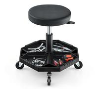 Costway Rolling Mechanic Stool Height Adjustable Workshop Creeper Seat 360 Swivel-Black