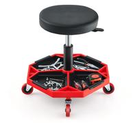 Costway Rolling Mechanic Stool Height Adjustable Workshop Creeper Seat 360 Swivel in Red COSTWAY Red