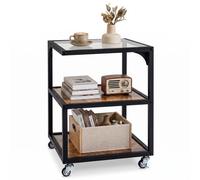 Costway Rolling Open Corner Sofa Side Table With Metal Frame Industrial Nightstand
