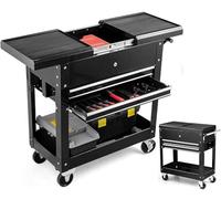 COSTWAY Rolling Tool Cart, 4-Tier Tool Chest Box Cabinet on Wheels with Sliding Top, Lockable Drawers and Handle, Heavy Duty Steel Tool Storage Organizer for Garage Warehouse Workshop, 220KG Load