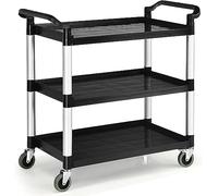COSTWAY Rolling Trolley Cart, 3 Tier Mobile Utility Storage Organiser Shelves with Swivel Wheels and Handle, Multi-Purpose Serving Cart for Kitchen Garage Workshop Transport (Aluminum+PP, 103x49x98cm)
