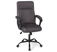 Costway Rolling Upholstered Executive Office Chair Ergonomic Swivel Task Chair in Grey COSTWAY Grey