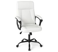 Costway Rolling Upholstered Executive Office Chair Ergonomic Swivel Task Chair in White COSTWAY White