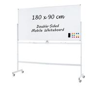 Costway Rolling Whiteboard On Wheels Double-Sided Magnetic Whiteboard 180X90Cm