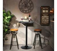Costway Round Bar Table Counter Bistro Pub Table for Restaurant Kitchen in Black COSTWAY Black